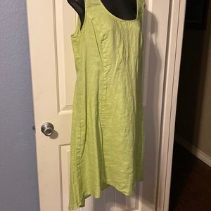 Lime green high low linens dress